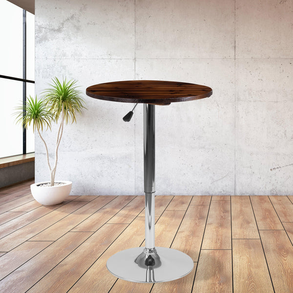 23.5inch Round Adjustable Pine Wood Table (Adjustable Range 26.25inch - 35.5inch)