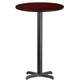 Mahogany |#| 24inch Round Mahogany Laminate Table Top with 22inch x 22inch Bar Height Table Base