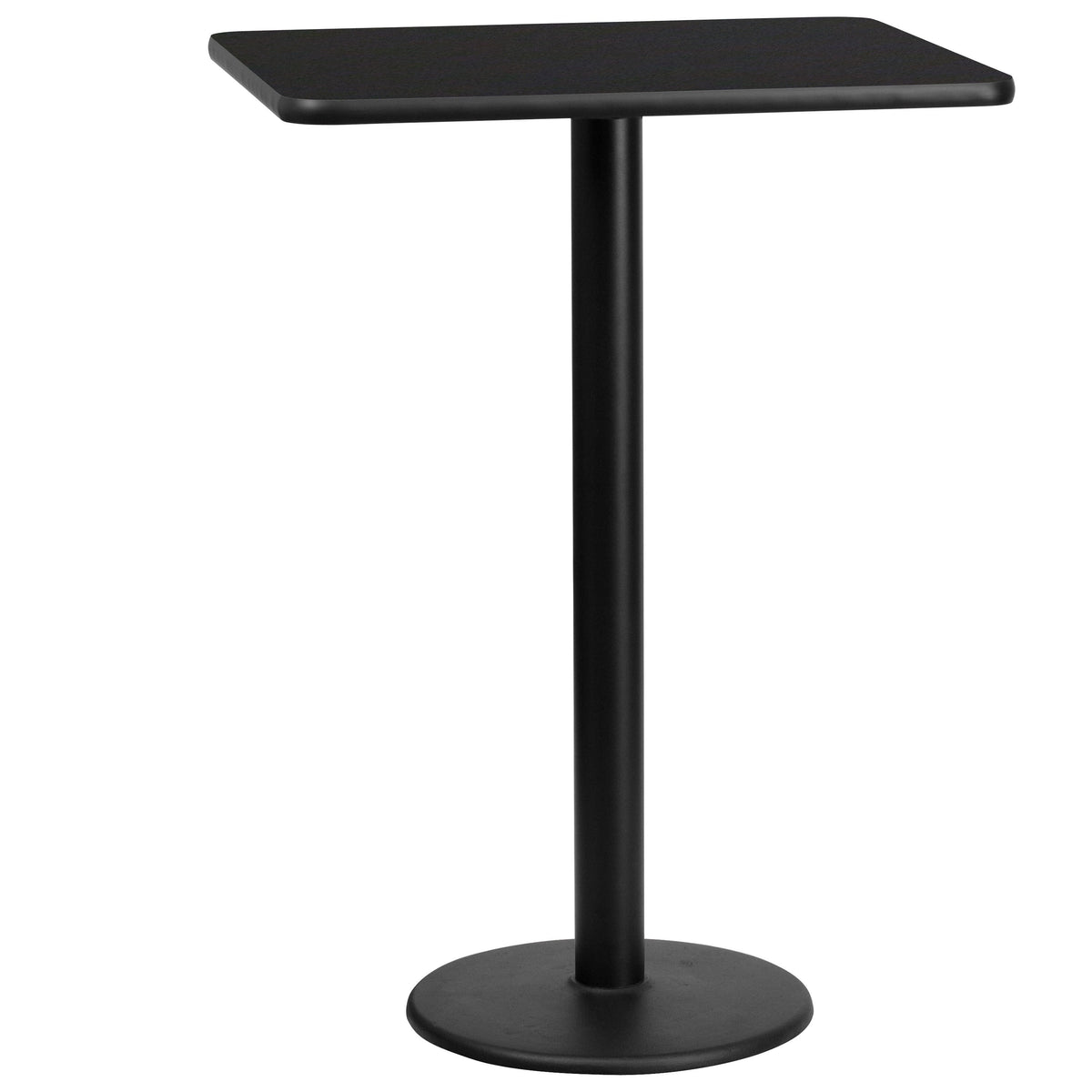 Black |#| 24inch x 30inch Rectangular Black Laminate Table Top & 18inch RD Bar Height Table Base
