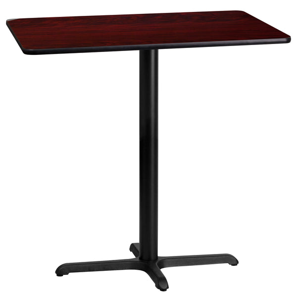 Mahogany |#| 24inch x 42inch Laminate Table Top with 23.5inch x 29.5inch Bar Height Table Base