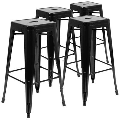 30" High Metal Indoor Bar Stool - Stackable Set of 4 - View 1