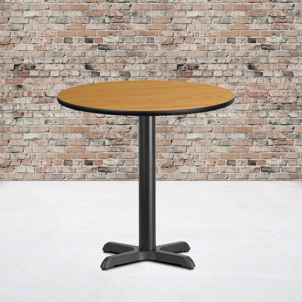 Natural |#| 30inch Round Natural Laminate Table Top with 22inch x 22inch Table Height Base