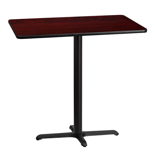 Mahogany |#| 30inch x 42inch Laminate Table Top with 23.5inch x 29.5inch Bar Height Table Base