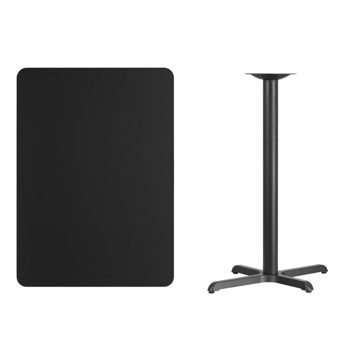 Black |#| 30inch x 42inch Rectangular Laminate Table Top & 23.5inch x 29.5inch Bar Height Table Base