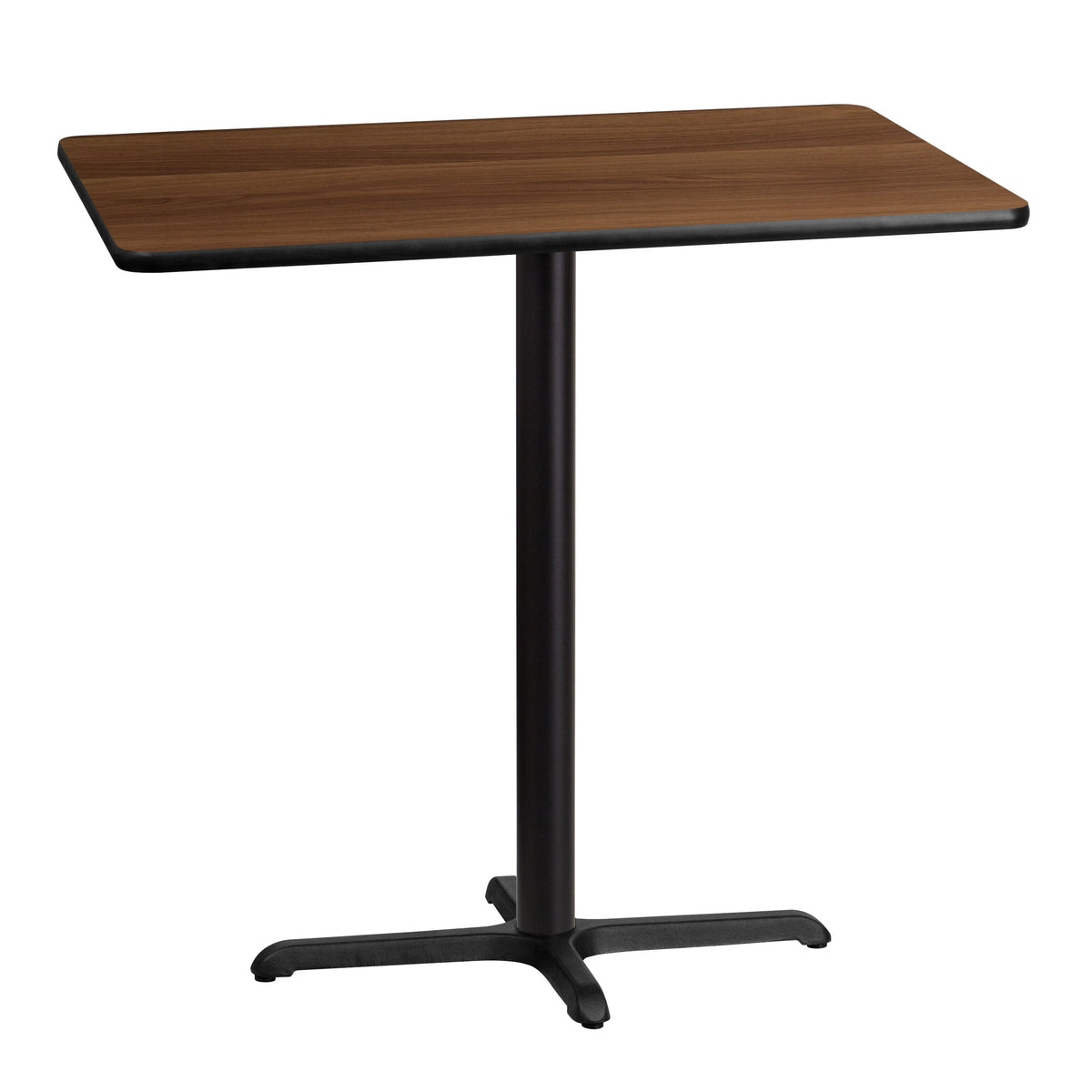 Walnut |#| 30inch x 42inch Rectangular Laminate Table Top & 23.5x29.5 Bar Height Table Base