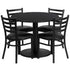 36'' Round Laminate Table Set with Round Base and 4 Ladder Back Metal Chairs