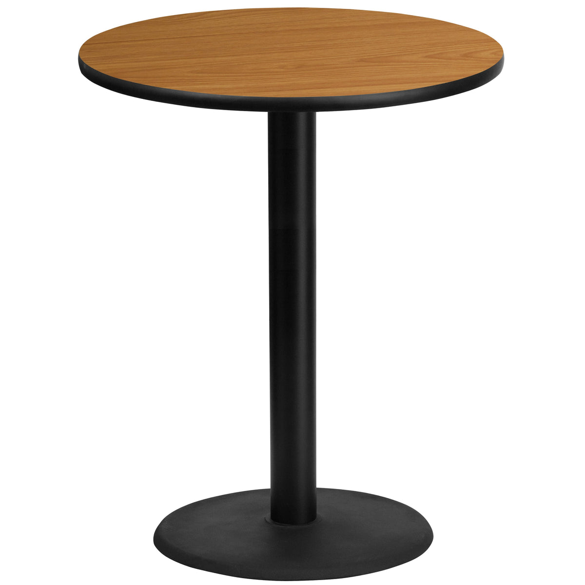 Natural |#| 36inch Round Natural Laminate Table Top with 24inch Round Bar Height Table Base