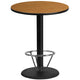 Natural |#| 36inch Round Natural Laminate Table Top & 24inch Round Bar Height Base with Foot Ring