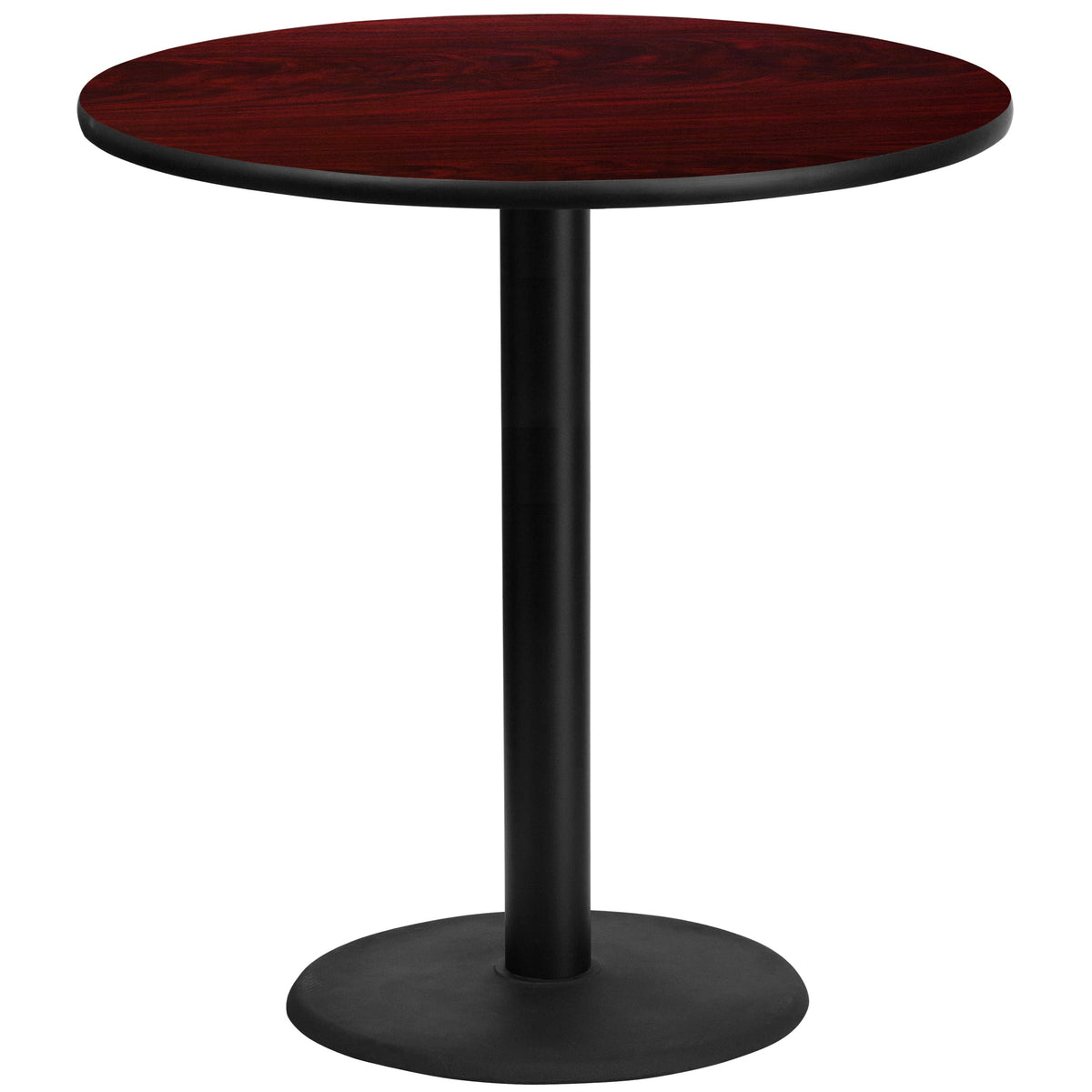 Mahogany |#| 42inch Round Mahogany Laminate Table Top with 24inch Round Bar Height Table Base