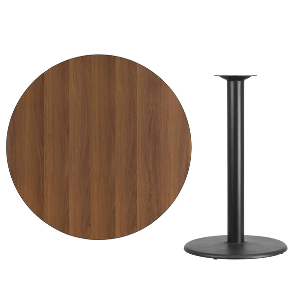 Black |#| 42inch Round Black Laminate Table Top with 24inch Round Bar Height Table Base