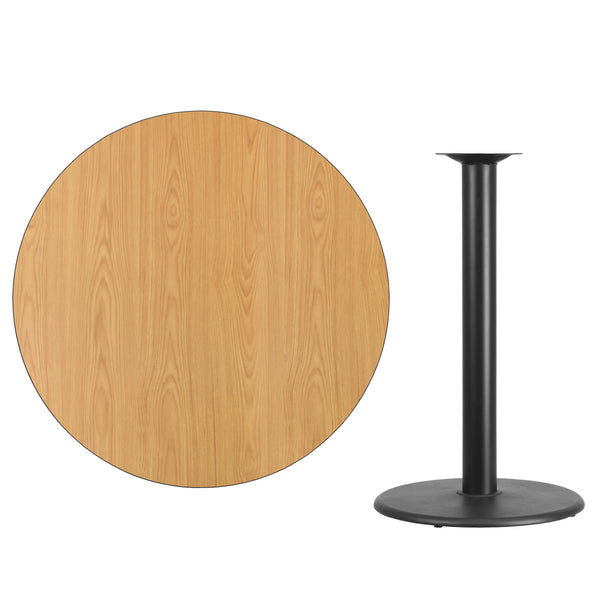 Walnut |#| 42inch Round Walnut Laminate Table Top with 24inch Round Bar Height Table Base