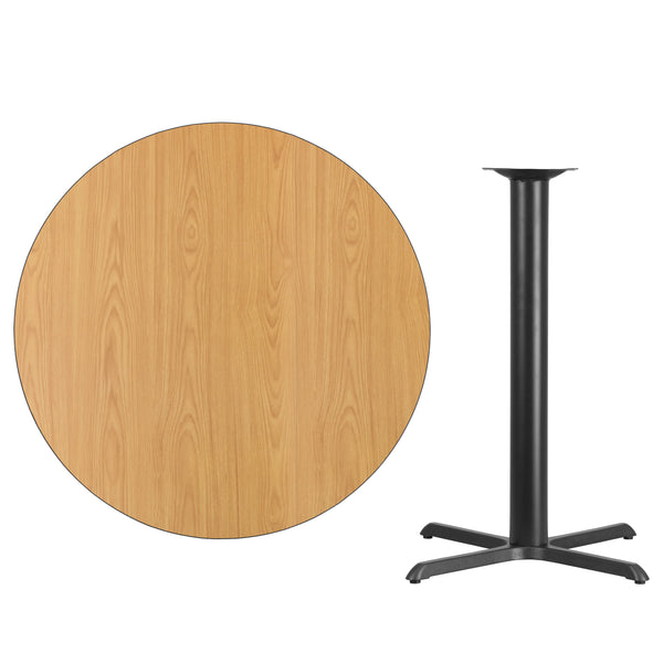 Black |#| 42inch Round Black Laminate Table Top with 33inch x 33inch Bar Height Table Base