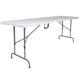 8-Foot Height Adjustable Bi-Fold Granite White Plastic Folding Table with Handle
