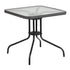 Barker 28'' Square Tempered Glass Metal Table with Rattan Edging