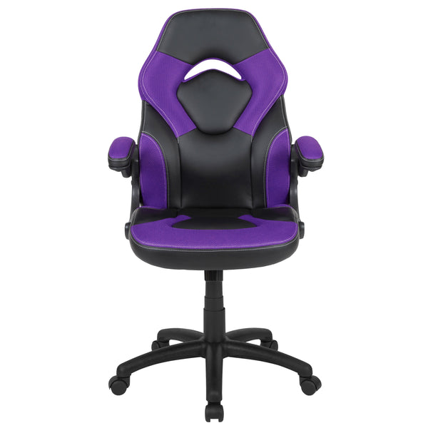 Purple |#| Ergonomic Purple and Black Computer Gaming Chair with Padded Flip-Up Arms