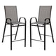 Gray |#| 3 Piece Outdoor Bar Height Set-Glass Patio Bar Table-Gray All-Weather Barstools