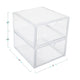 Clear Plastic Desktop Storage Box with Half Moon Opening Pullout Drawer - 2 Pack