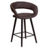 Brynn Series 24'' High Contemporary Vinyl Rounded Back Counter Height Stool with Cappuccino Wood Frame