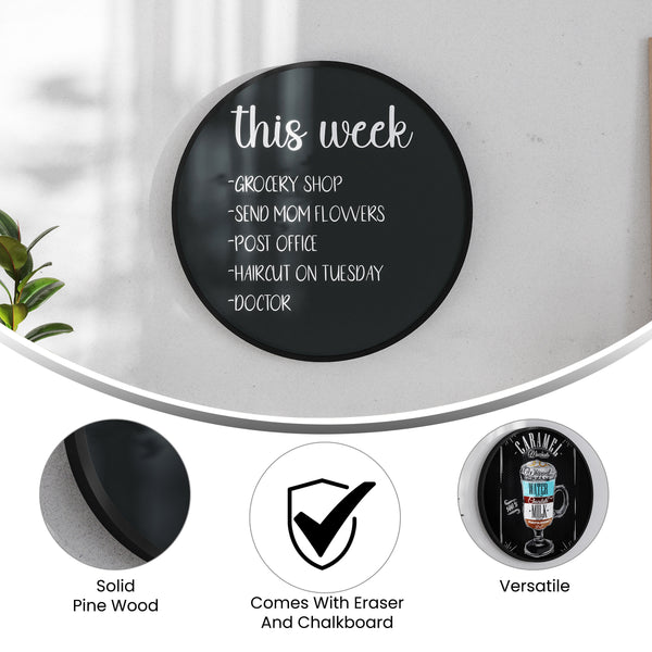 Black,24inch |#| Commercial Wall Mount Black Wooden Frame Magnetic Chalkboard - 24inch Round