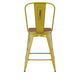 Yellow/Teak |#| All-Weather Counter Height Stool with Poly Resin Seat - Yellow/Teak