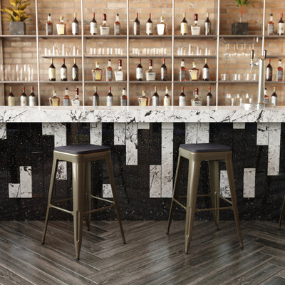 Cierra Set of 4 Commercial Grade 30" High Backless Metal Indoor Bar Height Stools with All-Weather Poly Resin Seats - View 2