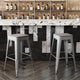 Gray Resin Wood Seat/Silver Frame |#| All-Weather Silver Commercial Backless Bar Stools-Gray Poly Seat-4 PK
