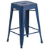 Commercial Grade 24" High Backless Distressed Metal Indoor-Outdoor Counter Height Stool