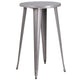 Silver |#| 24inch Round Silver Metal Indoor-Outdoor Bar Table Set with 4 Cafe Stools