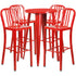 Commercial Grade 24" Round Metal Indoor-Outdoor Bar Table Set with 4 Vertical Slat Back Stools