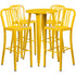 Commercial Grade 24" Round Metal Indoor-Outdoor Bar Table Set with 4 Vertical Slat Back Stools