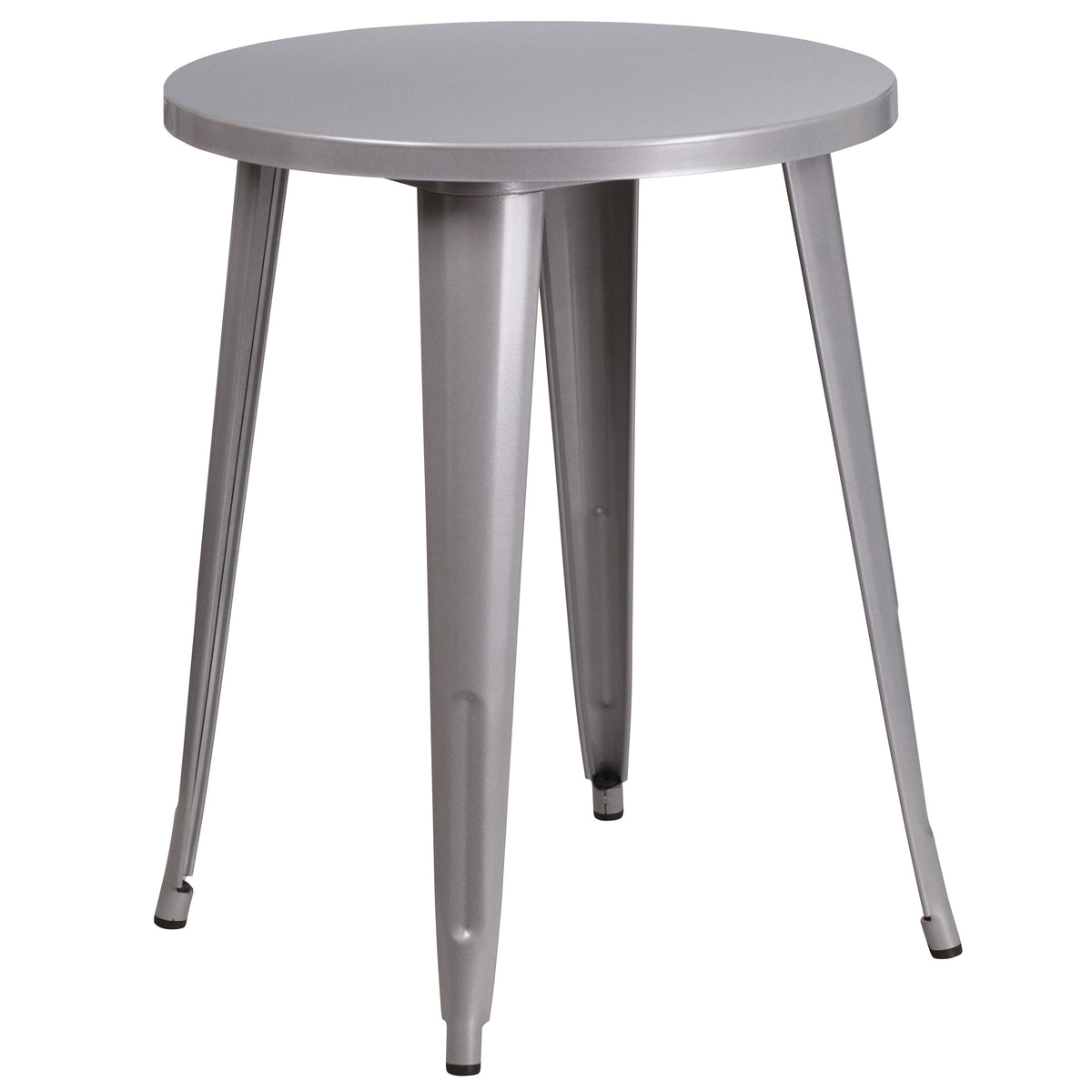 Silver |#| 24inch Round Silver Metal Indoor-Outdoor Table - Restaurant Furniture - Café Table
