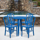 Blue |#| 24inch Round Blue Metal Indoor-Outdoor Table Set with 4 Vertical Slat Back Chairs