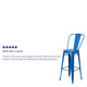 Blue |#| 30inch High Blue Metal Indoor-Outdoor Barstool with Back - Kitchen Furniture