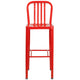 Red |#| 30inch High Red Metal Indoor-Outdoor Barstool with Vertical Slat Back