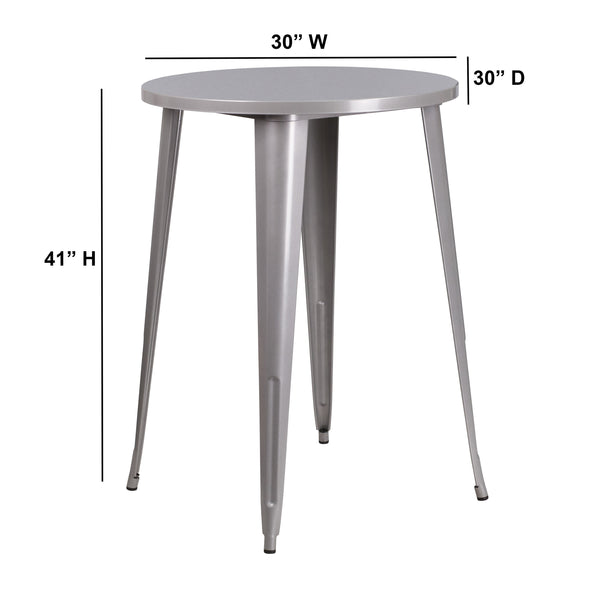 White |#| 30inch Round White Metal Indoor-Outdoor Bar Height Table - Industrial Table