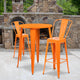 Orange |#| 30inch Round Orange Metal Indoor-Outdoor Bar Table Set with 2 Cafe Stools