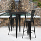 Black |#| 30inch Round Black Metal Indoor-Outdoor Bar Table Set with 2 Cafe Stools