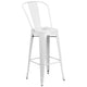 White |#| 30inch Round White Metal Indoor-Outdoor Bar Table Set with 2 Cafe Stools