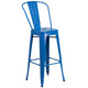 Blue |#| 30inch Round Blue Metal Indoor-Outdoor Bar Table Set with 2 Cafe Stools