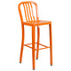 Orange |#| 30inch Round Orange Metal Indoor-Outdoor Bar Table Set with 2 Slat Back Stools