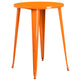 Orange |#| 30inch Round Orange Metal Indoor-Outdoor Bar Table Set with 4 Backless Stools