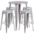 Commercial Grade 30" Round Metal Indoor-Outdoor Bar Table Set with 4 Square Seat Backless Stools