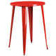 Red |#| 30inch Round Red Metal Indoor-Outdoor Bar Table Set with 4 Slat Back Stools