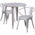 Commercial Grade 30" Round Metal Indoor-Outdoor Table Set with 2 Arm Chairs