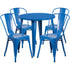 Commercial Grade 30" Round Metal Indoor-Outdoor Table Set with 4 Cafe Chairs