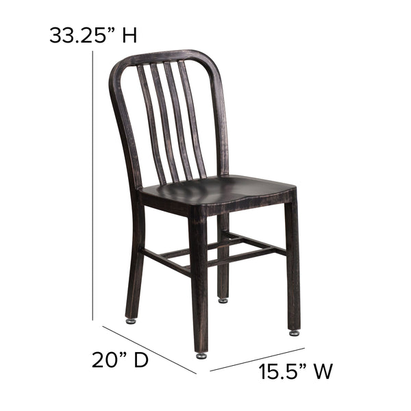 Black-Antique Gold |#| Black-Gold Metal Indoor-Outdoor Chair - Kitchen Chair - Restaurant Seating