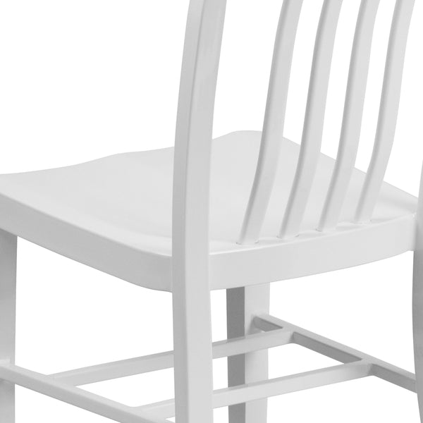 White |#| White Metal Indoor-Outdoor Chair - Kitchen Chair - Restaurant Seating