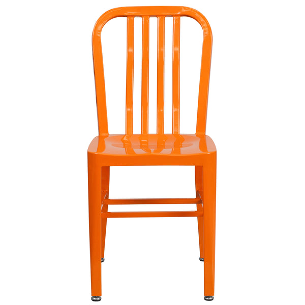 Orange |#| Orange Metal Indoor-Outdoor Chair - Kitchen Chair - Restaurant Seating