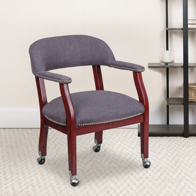 Conference Chair with Accent Nail Trim and Casters - View 2