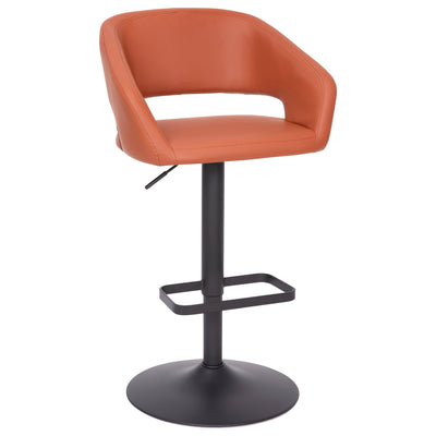 Contemporary Vinyl Adjustable Height Barstool with Rounded Mid-Back - View 1